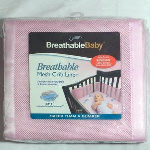 Breathable Baby Crib Mesh Liner (2 Panels) Pink